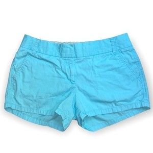 J Crew Chino 100% Cotton broken in shorts Sz 4 light blue turquoise summer